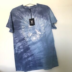 Playboy tie dyed butterfly and flowers men tee